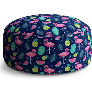 Sedací pytel Kulatý taburet Circle Růžoví plameňáci: 38x48 cm - Sablio