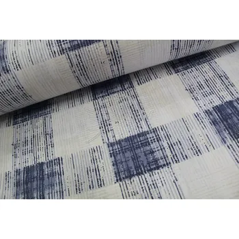 Žíhané káro - modrá - bavlněné plátno, šíře 240cm