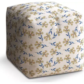 Taburet Taburet Kostka Žluté kvítí: 40x40x40 cm - Sablio