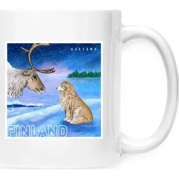 Pánské tričko Hrnek malý bílý s potiskem Finland Kuusamo