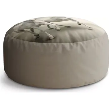 Sedací pytel Kulatý taburet Circle Dva bílí koně: 38x48 cm - Sablio