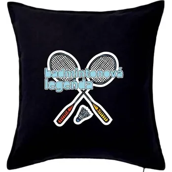 Polštář Badmintonová legenda - Polštář 50x50 - 50x50 - Pouze potah ( Černá )