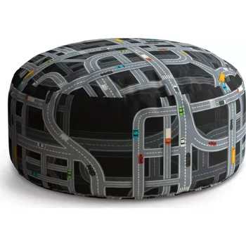 Sedací pytel Kulatý taburet Circle Dětská autodráha: 38x48 cm - Sablio