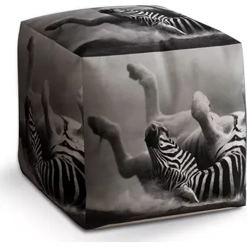 Taburet Taburet Kostka Válející se zebra: 40x40x40 cm - Sablio