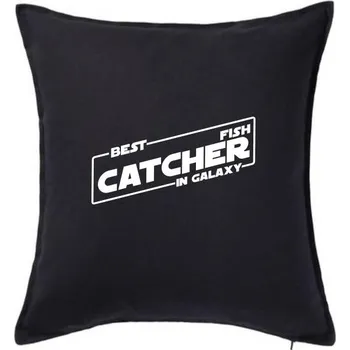 Polštář Rybaření - Best fish catcher in galaxy - Polštář 50x50 - 50x50 - Pouze potah ( Černá )