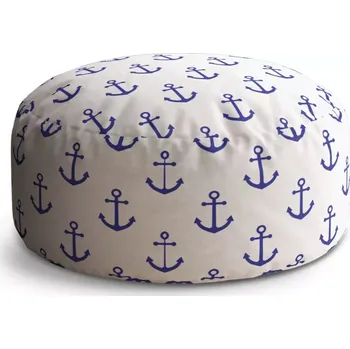 Sedací pytel Kulatý taburet Circle Modré kotvy: 38x48 cm - Sablio