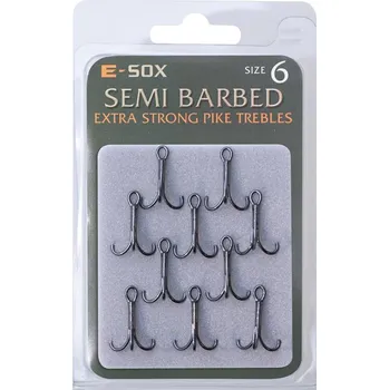 Rybářský háček E-SOX trojháčky X-Strong Pike Trebles Semi Barbed vel. 6