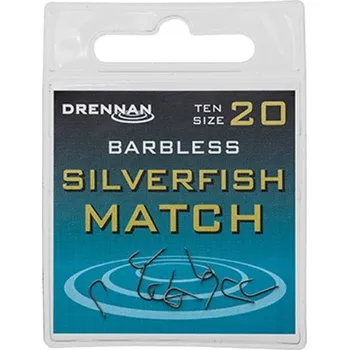 Rybářský háček Drennan háčky bez protihrotu Silverfish Match Barbless vel. 18