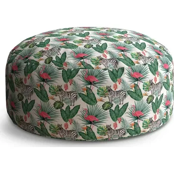 Sedací pytel Kulatý taburet Circle Zebra a Plameňák: 38x48 cm - Sablio