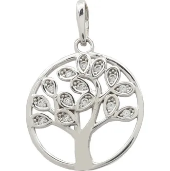 Přívěsek Zlatý přívěsek z bílého zlata strom života se zirkony 8213W