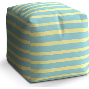 Taburet Taburet Kostka Modrožluté pruhy: 40x40x40 cm - Sablio