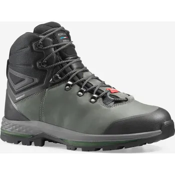 Pánská treková obuv SIMOND Pánské turistické vysoké nepromokavé kožené boty MT 100 široké 43 KAŠTANOVÁ|ZELENÁ