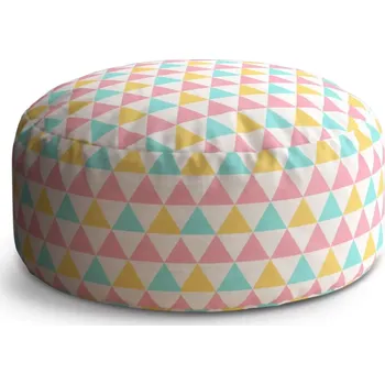 Sedací pytel Kulatý taburet Circle Tříbarevné trojúhelníky: 38x48 cm - Sablio