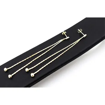 Náušnice Dámské zlacené visací náušnice Ha – elegantní dlouhý design se zdvojenými řetízky a kuličkami (Ag 925, česká výroba)