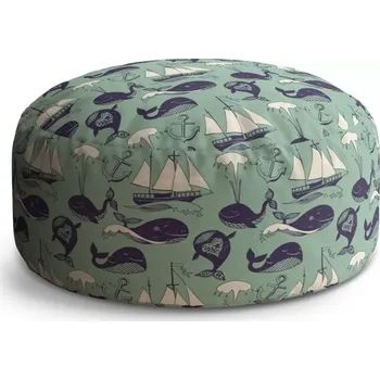 Sedací pytel Kulatý taburet Circle Velryby: 38x48 cm - Sablio
