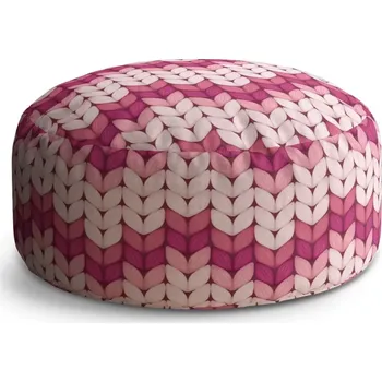 Sedací pytel Kulatý taburet Circle Tříbarevné růžové pletení: 38x48 cm - Sablio