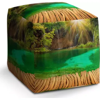 Taburet Taburet Kostka Jezírko s vodopádem: 40x40x40 cm - Sablio