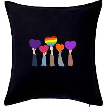 Polštář LGBT ruce srdce - Polštář 50x50 - 50x50 - Pouze potah ( Černá )