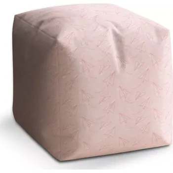 Taburet Taburet Kostka Růžové papírové vlaštovky: 40x40x40 cm - Sablio