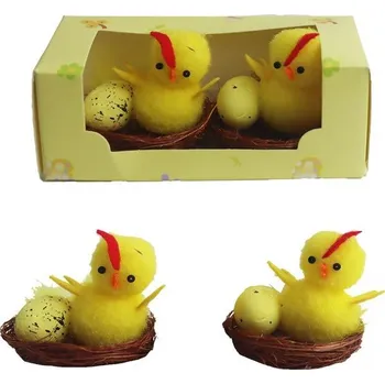 Velikonoční dekorace Velikonoční kuřátka s vajíčky, 2 ks X5756