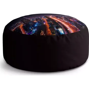 Sedací pytel Kulatý taburet Circle Rozsvícené město: 38x48 cm - Sablio