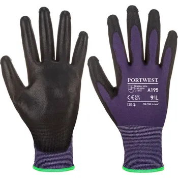 Pracovní rukavice PORTWEST A195 / Rukavice máčené v PU, dotykové - purpurová L