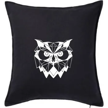 Polštář Geometrie - sova zlá - Polštář 50x50 - 50x50 - Pouze potah ( Černá )