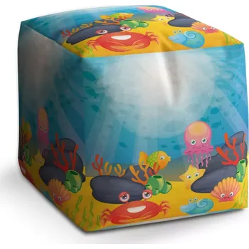 Taburet Taburet Kostka Podmořský svět: 40x40x40 cm - Sablio