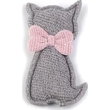 Textilní aplikace, nášivka kočka, šedá