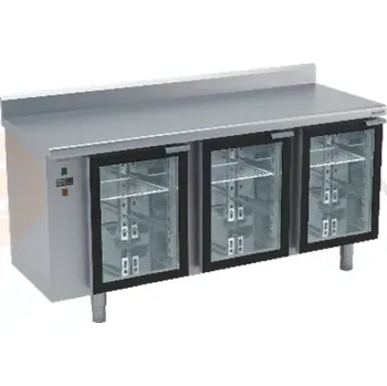 Chladící stůl bez agregátu s prosklenými dveřmi, zadní lištou a okapovou lištou 1625x700x850 mm | DORA METAL, DM-S-90006