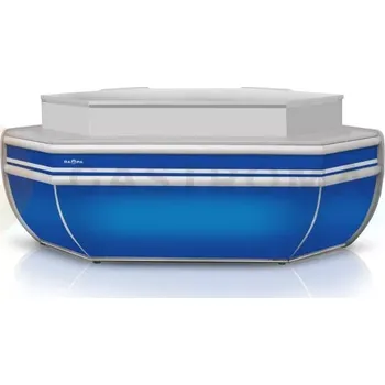 Výdejník vody Pokladní pult nechlazený, rohový, vnější s deskou z šedé laminované desky a osvětlením podhledů 1350x900x910 mm | RAPA, LK-C/NZ