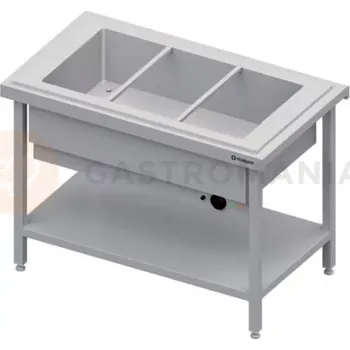 Výdejník vody Centrální stůl s jednokomorovou vodní lázní 3xGN 1/1, vrchní deska z nerezové oceli | STALGAST, ST 122