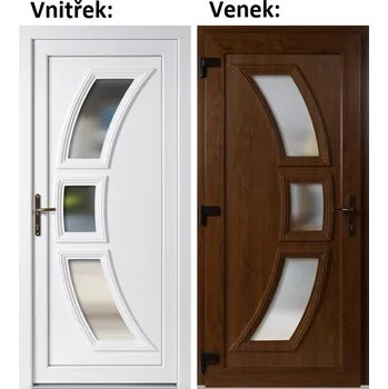 Vchodové dveře Soft Vchodové plastové dveře 3D 5901 Zlatý dub / Bílá 98x198 cm, levé, otevírání VEN