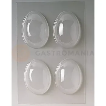 Čokoládová tyčinka Polykarbonátová forma na polovinu čokoládového vejce- 4ks, 80x60x25 mm - SM1000 | MARTELLATO, Smooth Half Egg