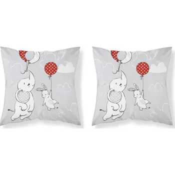 Povlečení Dětský potah na polštář 40x40 cm / Slůně s králíčkem / šedá