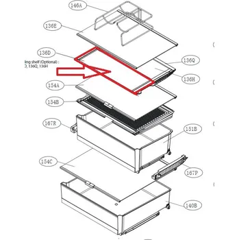 Originální zasuvné pření sklo skládací police LG AHT74914110