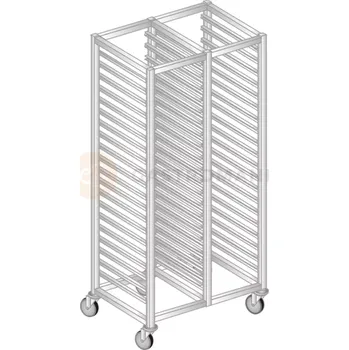 Přepravní vozík dvojitý z nerezové oceli na nádoby, tácy a plechy 1170x660x1800 mm | DORA METAL, DM-3323 K