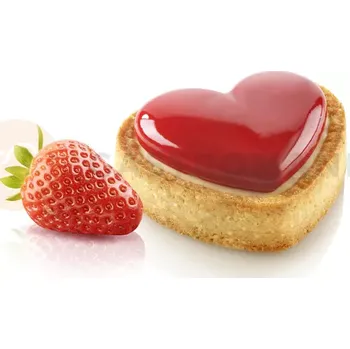 Výroba svíčky Sada forem na koláče - 8 prstenů ve tvaru srdce 80x70 mm + silikonová forma 4x 65x55 mm, 31 ml | SILIKOMART, Kit Tarte Ring Amore