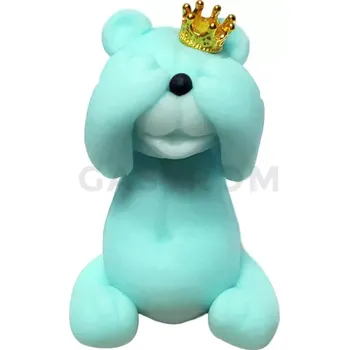 Výroba svíčky Medvídek s korunkou, cukrová figurka 6 cm, světle modrá | MAGMART, ZW-MK