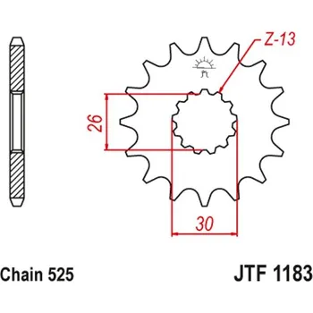 Řetězová sada pro motocykl JT Řetězové kolečko JT JTF 1183-18RB 18 zubů, 525 pogumované