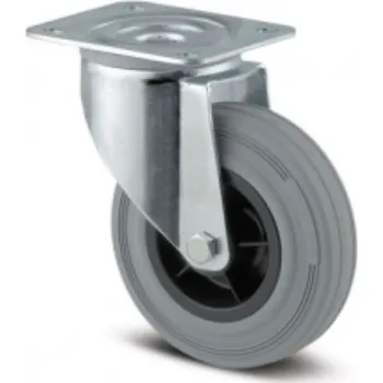 Pojezdové kolečko Průmyslové kolečko 125, otočné, plotna, šedá guma plastový disk