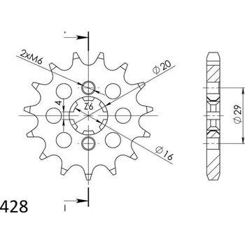 Řetězová sada pro motocykl SUPERSPROX Řetězové kolečko SUPERSPROX CST-425:14 14 zubů, 428
