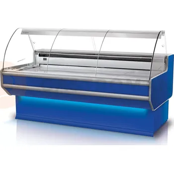 Chladící pult s ohýbaným tvrzeným sklem a pultem z nerezové oceli a podsvíceným korpusem 1370x1070x1220 mm | RAPA, L-B2