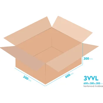 Obalový materiál Kartonové krabice 3VVL - 600x500x300mm - vnitřní 595x495x290mm