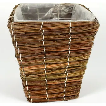 Květináč DUE ESSE DUE ESSE, Proutěný hranatý květináč 18 x 18 cm, hnědý