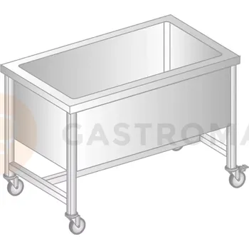 Nerezový dřez Stůl pojízdný z nerezové oceli s jednokomorovou vanou 1000x600x850 mm, výš. komory = 300 mm | DORA METAL, DM-3240