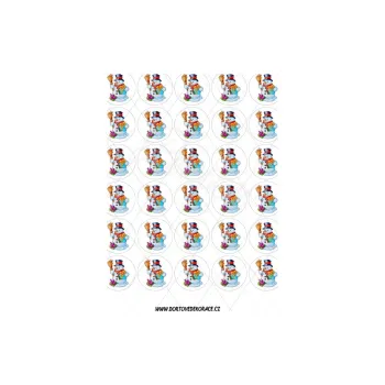 Jedlá dekorace na dort SNĚHULÁČEK 4 cm, VARIANTA Jedlý papír 1640