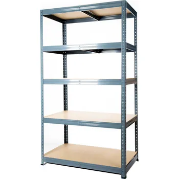 Dílenský regál Víceúčelový regál do skladu včetně všech regálových dílů - 5-ti policový lakovaný 180x140x40 300kg, Barva - tm. šedá + český výrobek