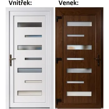 Vchodové dveře Soft Vchodové plastové dveře 6100 Zlatý dub / Bílá 98x198 cm, levé, otevírání VEN