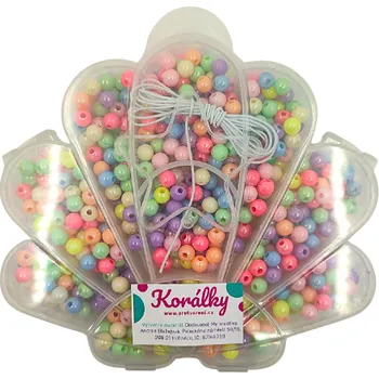 Dětské navlékací korálky Korálky, kreativní set, MUŠLE, 13x12,5 cm, 1 kus, korálky 6mm